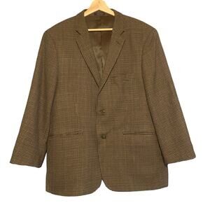 ADOLFO Vintage Brown and Green Lambswool Houndstooth Blazer/Suit Jacket Sz Large